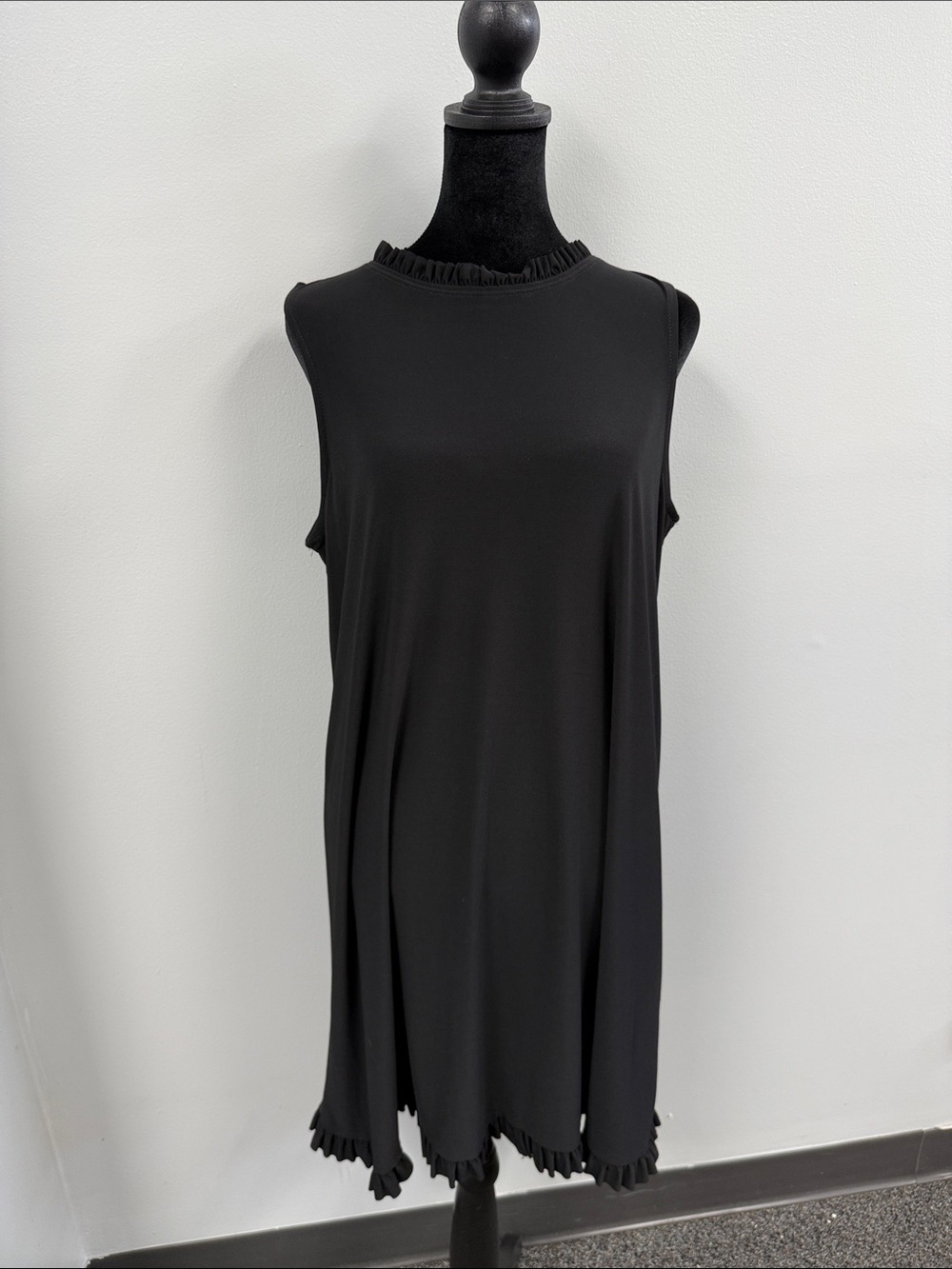 Sleeveless Black Ruffle Hem Dress